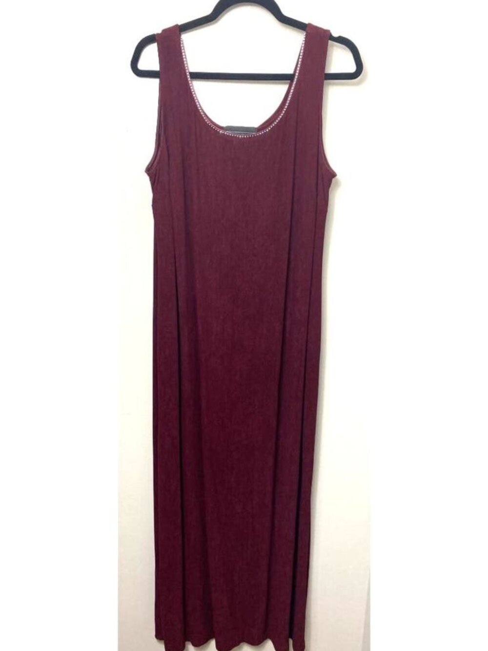Alex Evenings Dress 16W Burgundy Rhinestone Maxi Vintage 90s Formal Evening
